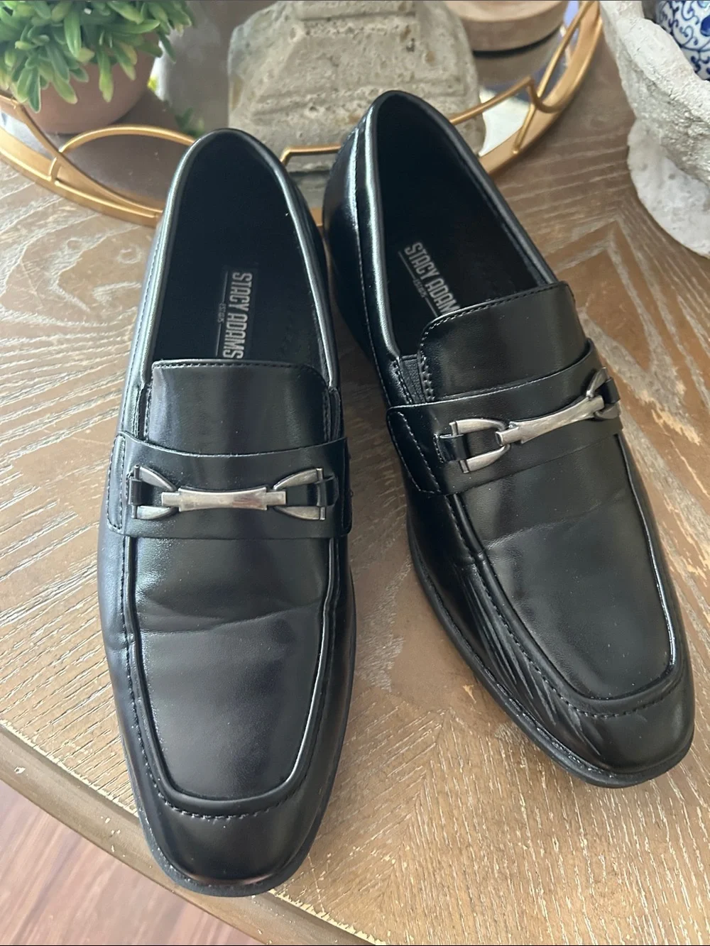 Stacy Adams Big Boys Faux Black Leather Bit Loafers Dress Shoes 3.5